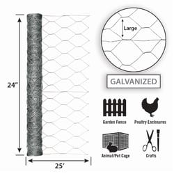 Garden Craft 36 in. H X 25 ft. L 20 Ga. Silver Poultry Netting