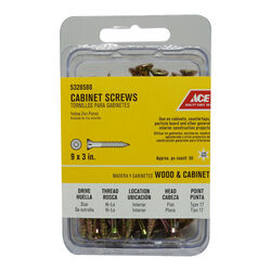 Ace No. 9 S X 3 in. L Star Yellow Zinc-Plated Cabinet Screws 50 pk