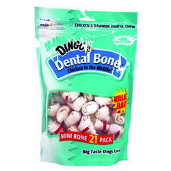 Dingo Dental Bone Small Adult Rawhide Bone Chicken 2.5 in. L 21 pk