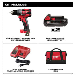 Milwaukee 18 V 1/2 in. Brushless Cordless Compact Drill Kit (Battery & Charger)