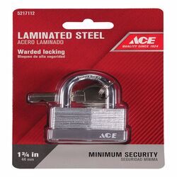 Ace 1-1/16 in. H X 1-3/4 in. W X 1 in. L Laminated Steel Warded Locking Padlock 1 pk