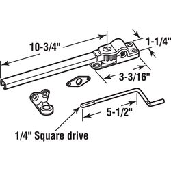 Prime-Line Zinc-Plated Silver Steel Left/Right Single-Arm Casement Window Operator For Universal