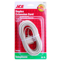 Ace 25 ft. L Ivory Plug/Twin Jack Extension Line Cord