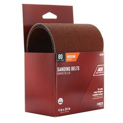 Ace 24 in. L X 4 in. W Aluminum Oxide Sanding Belt 80 Grit Medium 2 pc