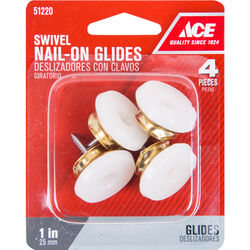 Ace Gold 1 in. Nail-On Brass/Plastic Swivel Glide 4 pk