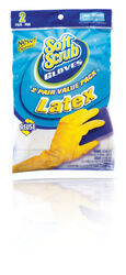 Soft Scrub Latex Cleaning Gloves L Yellow 2 pk