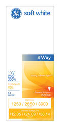 GE 100/200/300 W PS25 Three Way Bulb A-Line Incandescent Bulb E39 (Mogul) Soft White 1 pk