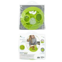 InterDesign Green Silicone Kids Divided Plate 1 pk