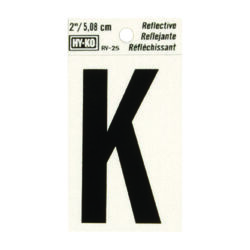 Hy-Ko 2 in. Reflective Black Vinyl Self-Adhesive Letter K 1 pc