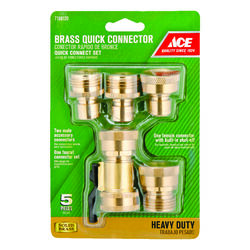 Ace Brass Threaded Quick Connector Hose Set