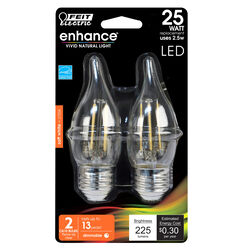Feit Electric acre CA10 E26 (Medium) LED Bulb Soft White 25 Watt Equivalence 2 pk