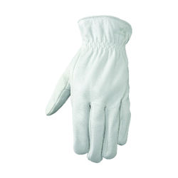 Wells Lamont M Goatskin Leather Driver Pearl Gray Gloves