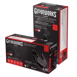 Gloveworks Nitrile Disposable Gloves Small Black Powder Free 100 pk