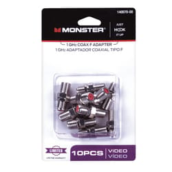 Monster Cable Just Hook It Up F-Connector F Coax Adapter 10 pk