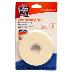 Elmer's Boardmate Double Sided 0.5 in. W X 12.5 ft. L Mounting Tape White