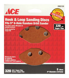 Ace 5 in. Aluminum Oxide Hook and Loop Sanding Disc 320 Grit Super Fine 5 pk