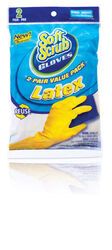 Soft Scrub Latex Cleaning Gloves XL Yellow 2 pk