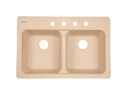 Kindred Tectonite Dual Mount 33 in. W X 22 in. L Two Bowls Kitchen Sink