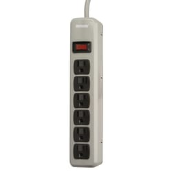 Woods 5 ft. L 6 outlets Power Strip Gray