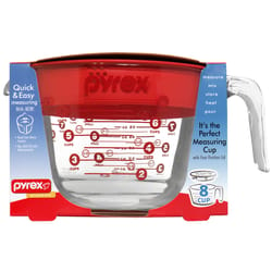 Pyrex 8 cups Glass/Plastic Clear/Red Measuring Cup