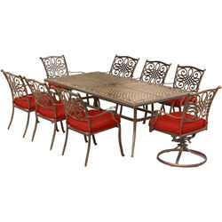 Hanover Traditions 9 pc Bronze Aluminum Traditional Dining Set Red