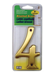 Hy-Ko 4 in. Gold Brass Nail-On Number 4 1 pc