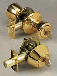Home Plus Polished Brass Knob and Deadbolt Set ANSI Grade 3 1-3/4 in.