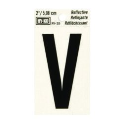 Hy-Ko 2 in. Reflective Black Vinyl Self-Adhesive Letter V 1 pc