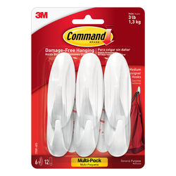 3M Command Medium Plastic Designer Hooks 3-1/8 in. L 6 pk