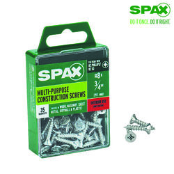 SPAX No. 8 S X 3/4 in. L Phillips/Square Flat Head Multi-Purpose Screws 35 pk