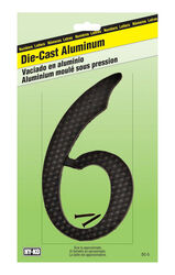 Hy-Ko 4-1/2 in. Black Aluminum Nail-On Number 6 1 pc