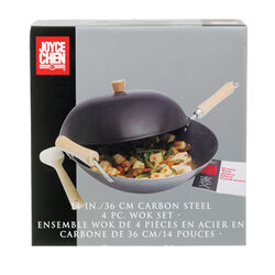 Joyce Chen Carbon Steel Wok Set 14 in. Silver