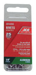 Ace 1/8 in. D X 1/8 in. R Aluminum Rivets Silver 25 pk