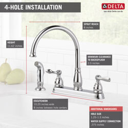 Delta Windermere Two Handle Chrome Kitchen Faucet Side Sprayer Included