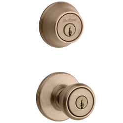 Kwikset Tylo Antique Brass Entry Lock and Double Cylinder Deadbolt ANSI/BHMA Grade 3 1-3/4 in.