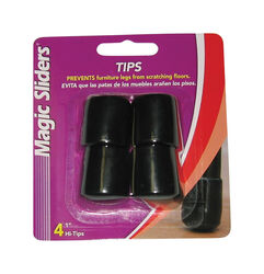 Magic Sliders Vinyl Self Adhesive Leg Tip Black Round 1 in. W 4 pk