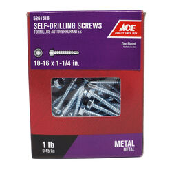 Ace No. 10-16 S X 1-1/4 in. L Hex Washer Head Self- Drilling Screws 1 lb