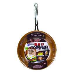 As Seen on TV Red Copper Ceramic Copper Fry Pan 10 in. Red
