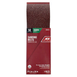 Ace 16 in. L X 2-1/2 in. W Aluminum Oxide Sanding Belt 50 Grit Coarse 2 pc