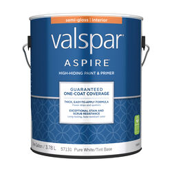 Valspar Aspire Semi-Gloss Tintable Pure White Tint Base Paint and Primer Interior 1 gal