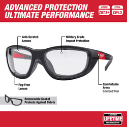 Milwaukee Anti-Fog Performance Safety Glasses with Gasket Clear Black/Red 1 pc