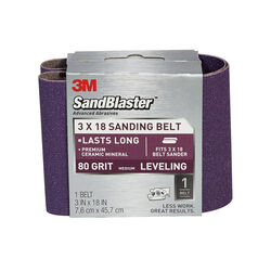 3M SandBlaster 18 in. L X 3 in. W Ceramic Sanding Belt 80 Grit Medium 1 pk