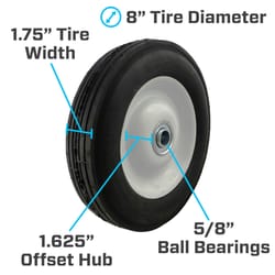Marathon 8 inch D X 8 in. D 225 lb. cap. Offset Wheelbarrow Tire Rubber 1 pk