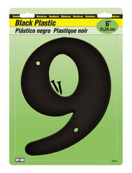 Hy-Ko 6 in. Black Plastic Screw-On Number 9 1 pc