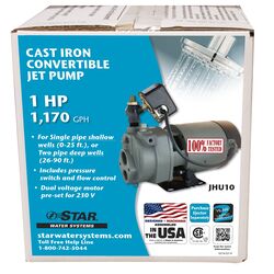 Star Water Systems 1 HP 1170 gph Cast Iron Convertible Jet Pump