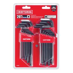 Craftsman 1/4 Metric and SAE Long and Short Arm Ball End Hex Key Set 13 in. 26 pc
