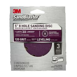 3M SandBlaster 5 in. Ceramic Blend Hook and Loop Sanding Disc 120 Grit Medium 3 pk