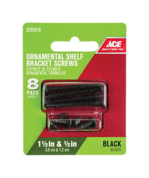 Ace Black Steel Ornamental Shelf Bracket Screws Assorted in. L