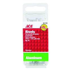 Ace 5/32 in. D X 1/4 in. R Aluminum Rivets Silver 20 pk