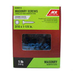 Ace 3/16 in. S X 1-1/4 in. L Slotted Hex Washer Head Masonry Screws 1 lb 140 pk